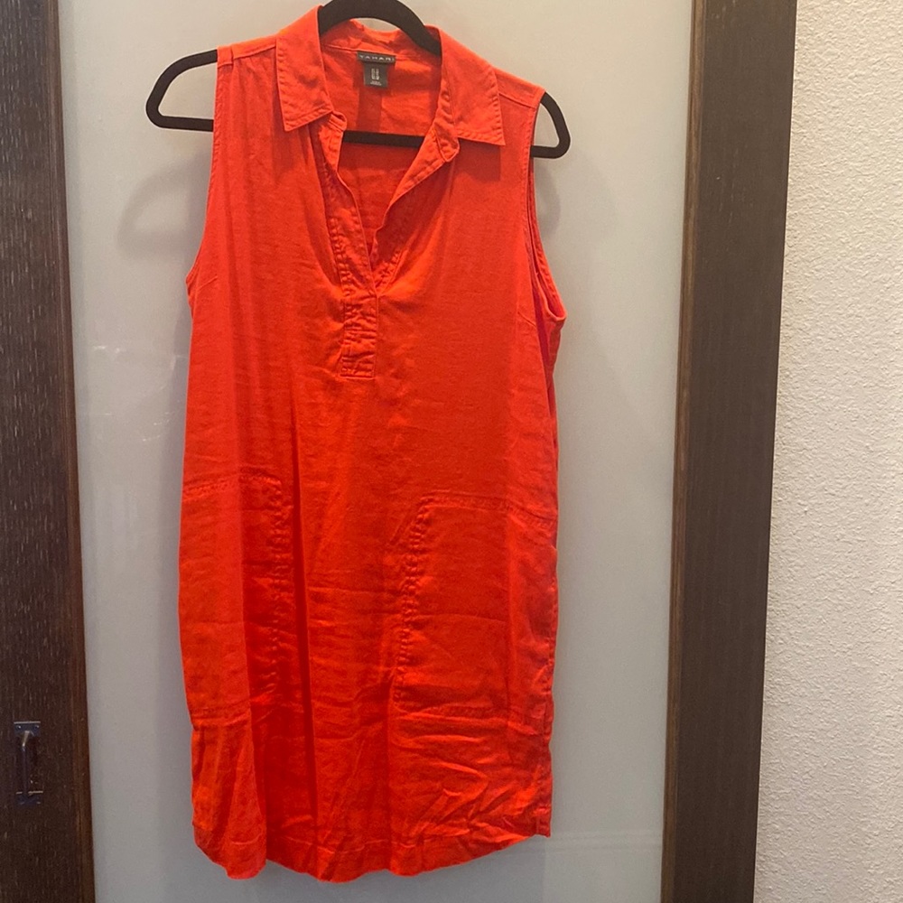 TAHARI Linen Shirt Dress